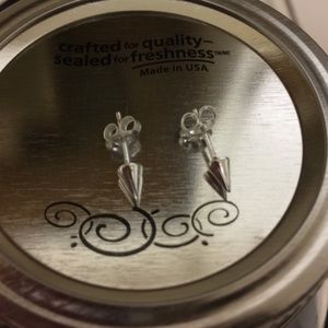 Sterling Silver .925 Spear Spike Cone Earrings New